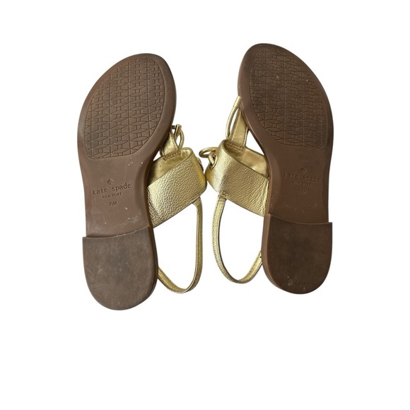 Kate Spade Sandals Womens 7.5M Flat Metallic Shoes‎ Bow Slingback Summer Gold - Picture 6 of 6